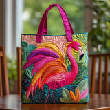 Bolsa Tecido Flamingo Dourado